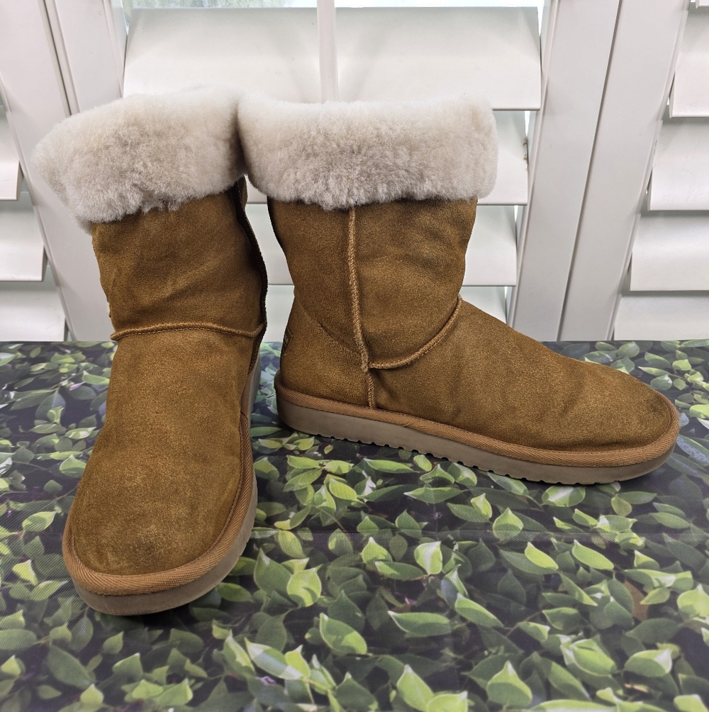 Koolaburra by UGG Sulana Boots – Chestnut Suede with Plush Shearling Cuff